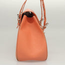 Salvatore Ferragamo Gancini Hand Bag Leather Orange Silver Auth 119985-4