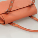 Salvatore Ferragamo Gancini Hand Bag Leather Orange Silver Auth 119985-6