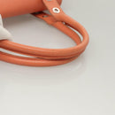 Salvatore Ferragamo Gancini Hand Bag Leather Orange Silver Auth 119985-7