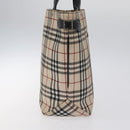 BURBERRY Nova Check Blue Label Tote Bag Canvas Beige Silver Auth 119986-3