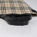 BURBERRY Nova Check Blue Label Tote Bag Canvas Beige Silver Auth 119986-7