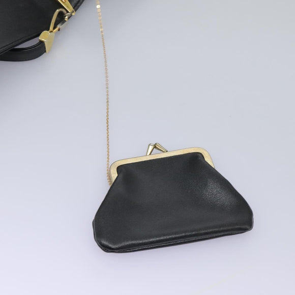 Christian Dior Shoulder Bag Calf leather Black Auth 119992