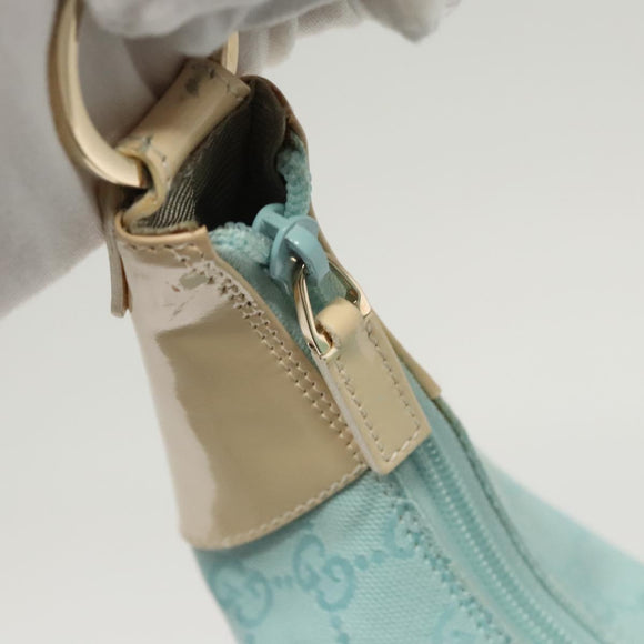 GUCCI GG Canvas Shoulder Bag Light Blue Gold 001 4158 Auth 120032
