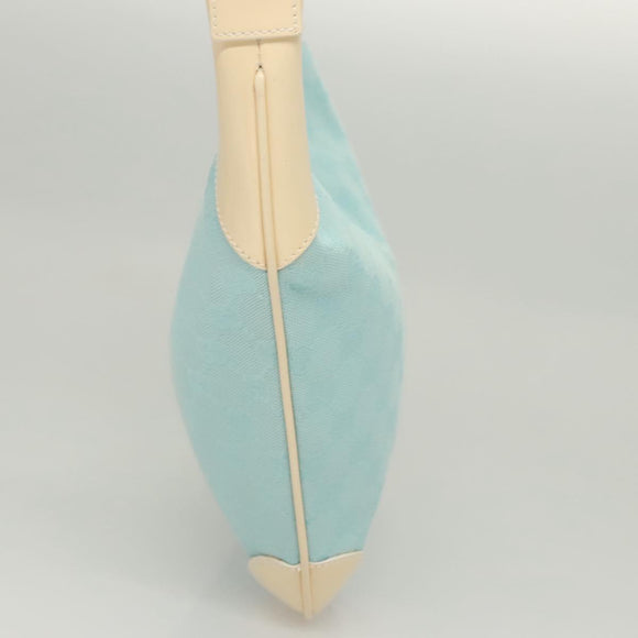 GUCCI GG Canvas Shoulder Bag Light Blue Gold 001 4158 Auth 120032
