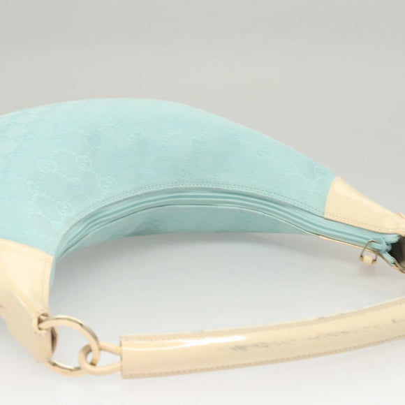 GUCCI GG Canvas Shoulder Bag Light Blue Gold 001 4158 Auth 120032