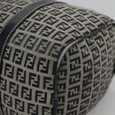 FENDI Zucchino Canvas Boston Bag Navy Silver Auth 120038-9