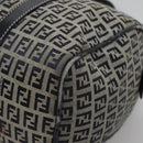 FENDI Zucchino Canvas Boston Bag Navy Silver Auth 120038-15
