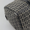 FENDI Zucchino Canvas Boston Bag Navy Silver Auth 120038-16