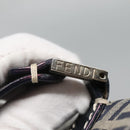 FENDI Zucchino Canvas Boston Bag Navy Silver Auth 120038-17