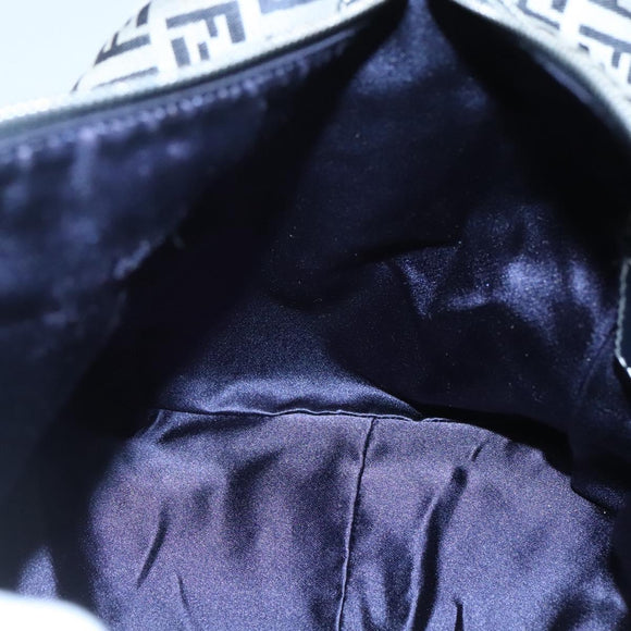 FENDI Zucchino Canvas Boston Bag Navy Silver Auth 120038