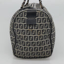 FENDI Zucchino Canvas Boston Bag Navy Silver Auth 120038-3