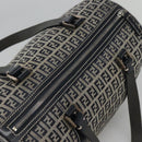 FENDI Zucchino Canvas Boston Bag Navy Silver Auth 120038-6