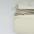 BURBERRY Nova Check Shoulder Bag Canvas Beige Silver Auth 120041-14