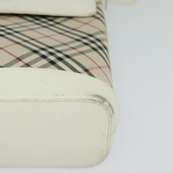 BURBERRY Nova Check Shoulder Bag Canvas Beige Silver Auth 120041