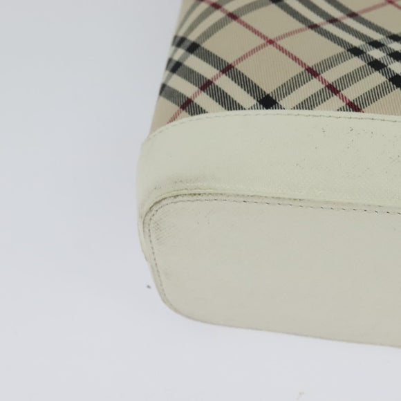 BURBERRY Nova Check Shoulder Bag Canvas Beige Silver Auth 120041