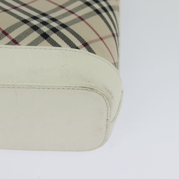 BURBERRY Nova Check Shoulder Bag Canvas Beige Silver Auth 120041