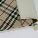 BURBERRY Nova Check Shoulder Bag Canvas Beige Silver Auth 120041-10