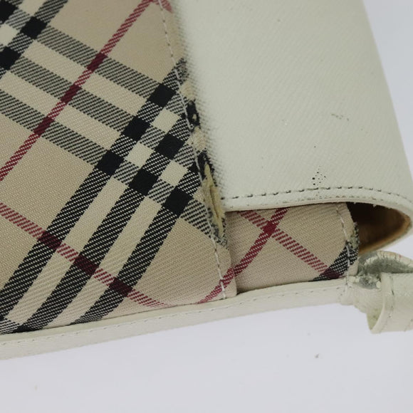 BURBERRY Nova Check Shoulder Bag Canvas Beige Silver Auth 120041