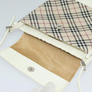 BURBERRY Nova Check Shoulder Bag Canvas Beige Silver Auth 120041-11