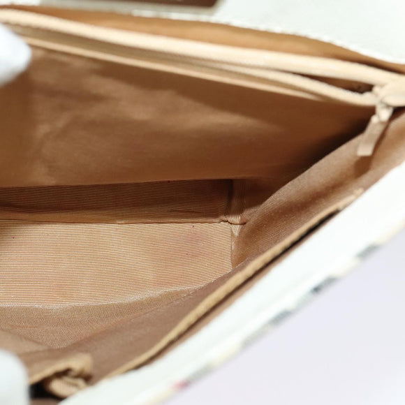 BURBERRY Nova Check Shoulder Bag Canvas Beige Silver Auth 120041