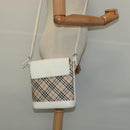 BURBERRY Nova Check Shoulder Bag Canvas Beige Silver Auth 120041-21