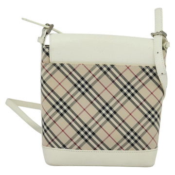 BURBERRY Nova Check Shoulder Bag Canvas Beige Silver Auth 120041 - 0