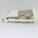 BURBERRY Nova Check Shoulder Bag Canvas Beige Silver Auth 120041-3