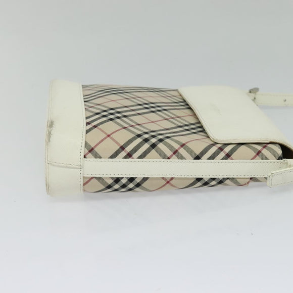 BURBERRY Nova Check Shoulder Bag Canvas Beige Silver Auth 120041