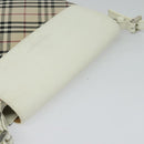 BURBERRY Nova Check Shoulder Bag Canvas Beige Silver Auth 120041-6