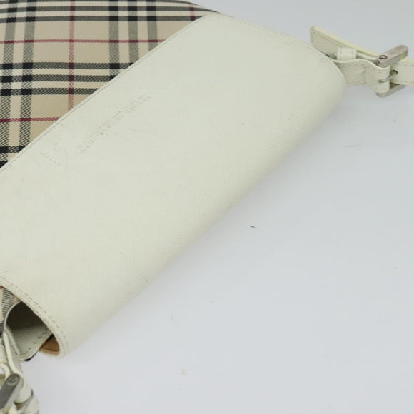 BURBERRY Nova Check Shoulder Bag Canvas Beige Silver Auth 120041