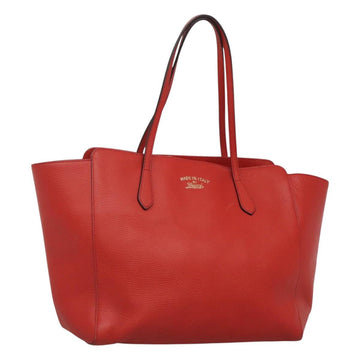 GUCCI Tote Bag Leather Red Gold 354397 Auth 120046