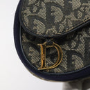 Christian Dior Trotter Canvas Saddle Pouch Navy Gold Auth 120108-7