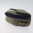 Christian Dior Trotter Canvas Saddle Pouch Navy Gold Auth 120108-3