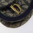 Christian Dior Trotter Canvas Saddle Pouch Navy Gold Auth 120108-15