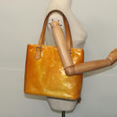 LOUIS VUITTON Monogram Vernis Houston Hand Bag Beige M91004 LV Auth 120112-22