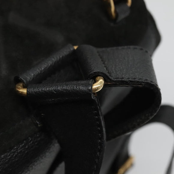 GUCCI Bamboo Backpack Suede Black Gold Auth 120117