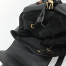GUCCI Bamboo Backpack Suede Black Gold Auth 120117-10