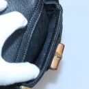 GUCCI Bamboo Backpack Suede Black Gold Auth 120117-25
