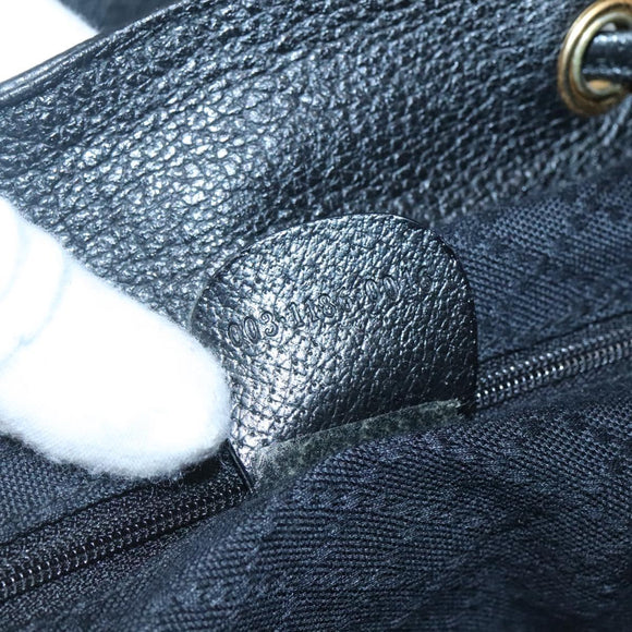 GUCCI Bamboo Backpack Suede Black Gold Auth 120117