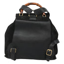 GUCCI Bamboo Backpack Suede Black Gold Auth 120117-2