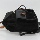 GUCCI Bamboo Backpack Suede Black Gold Auth 120117-3