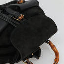 GUCCI Bamboo Backpack Suede Black Gold Auth 120117-6