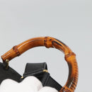 GUCCI Bamboo Backpack Suede Black Gold Auth 120117-14
