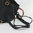 GUCCI Bamboo Backpack Suede Black Gold Auth 120117-8