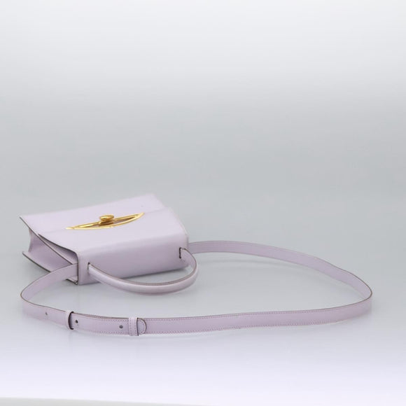 CELINE Hand Bag Leather 2way Purple Gold Auth 120119