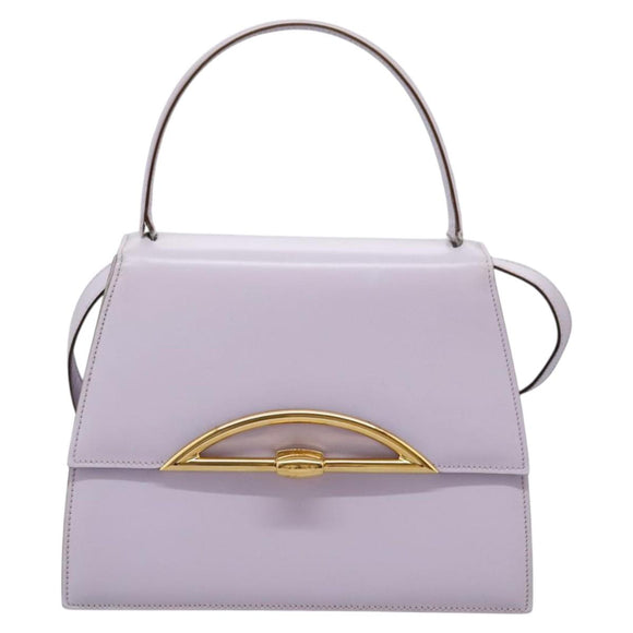 CELINE Hand Bag Leather 2way Purple Gold Auth 120119