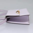 CELINE Hand Bag Leather 2way Purple Gold Auth 120119-3