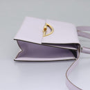 CELINE Hand Bag Leather 2way Purple Gold Auth 120119-5