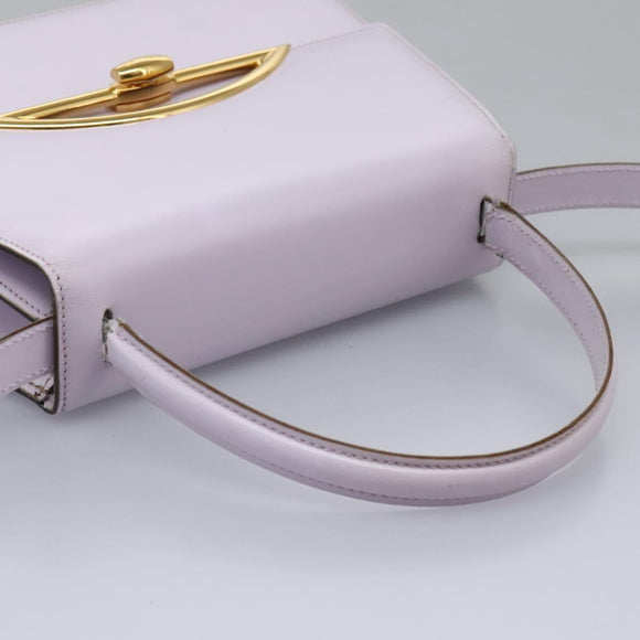 CELINE Hand Bag Leather 2way Purple Gold Auth 120119