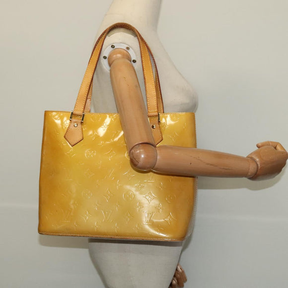LOUIS VUITTON Monogram Vernis Houston Hand Bag Beige M91004 LV Auth 120122